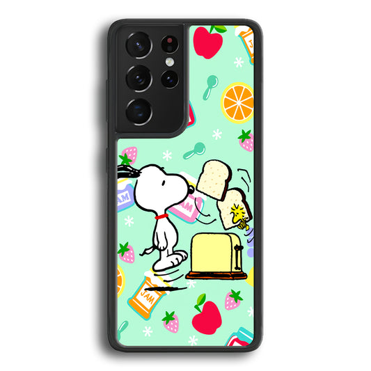 Snoopy And Woodstock Morning Breakfast Samsung Galaxy S21 Ultra Case