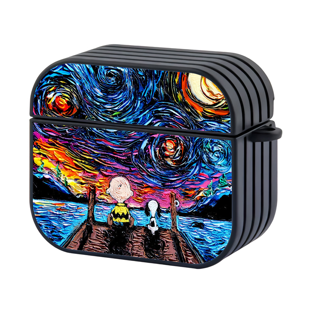 Snoopy Starry Night Painting Hard Plastic Case Cover For Apple Airpods 4 - Ezzystore