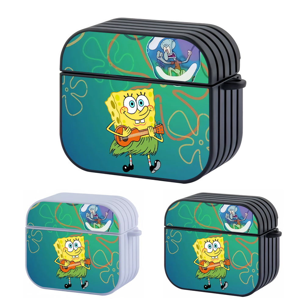 SpongeBob Play Ukulele Hard Plastic Case Cover For Apple Airpods 3