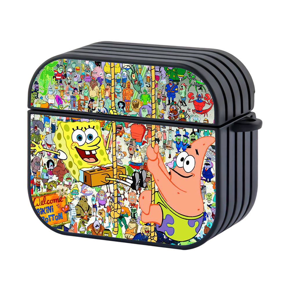 Spongebob Bikini Bottom All Character Hard Plastic Case Cover For Apple Airpods 4 - Ezzystore