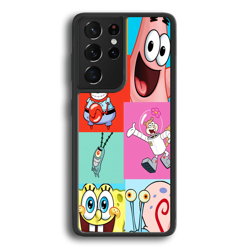 Spongebob Collage Character Samsung Galaxy S21 Ultra Case - Ezzystore