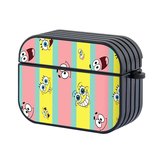 Spongebob Patrick Face Stripe Color Hard Plastic Case Cover For Apple Airpods Pro 2 - Ezzystore