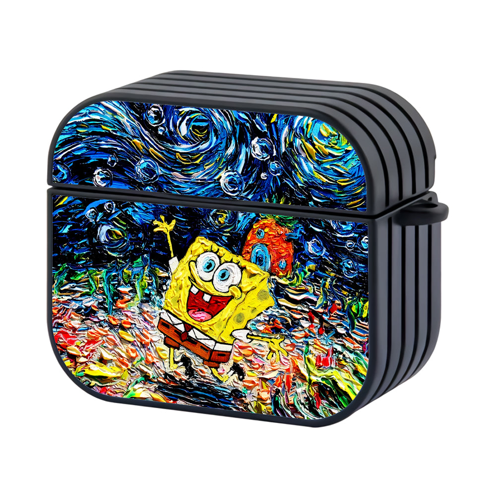 Spongebob Starry Night Painting Hard Plastic Case Cover For Apple Airpods 3