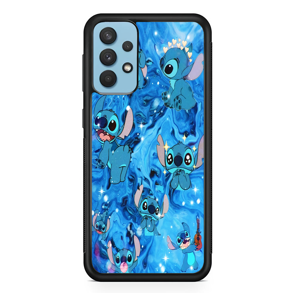Stitch Aesthetic With Marble Blue Samsung Galaxy A32 Case