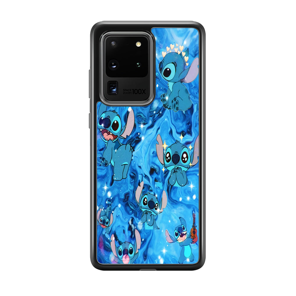 Stitch Aesthetic With Marble Blue Samsung Galaxy S20 Ultra Case