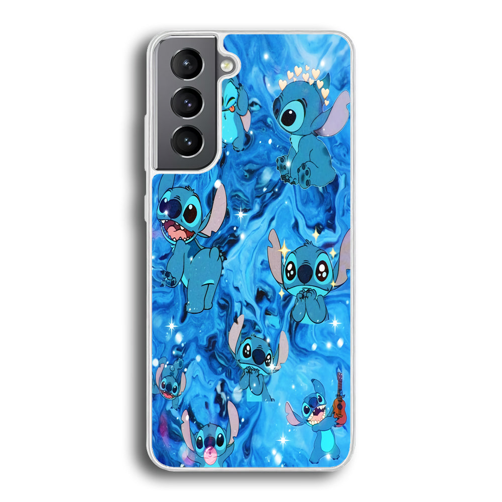 Stitch Aesthetic With Marble Blue Samsung Galaxy S21 Case