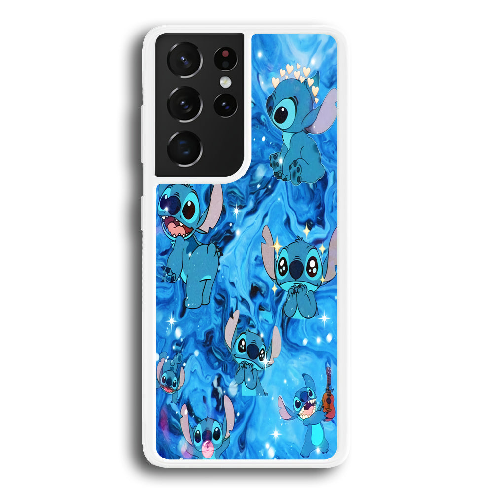 Stitch Aesthetic With Marble Blue Samsung Galaxy S21 Ultra Case