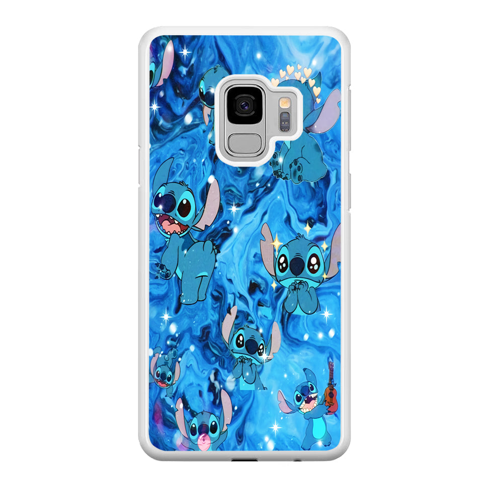 Stitch Aesthetic With Marble Blue Samsung Galaxy S9 Case