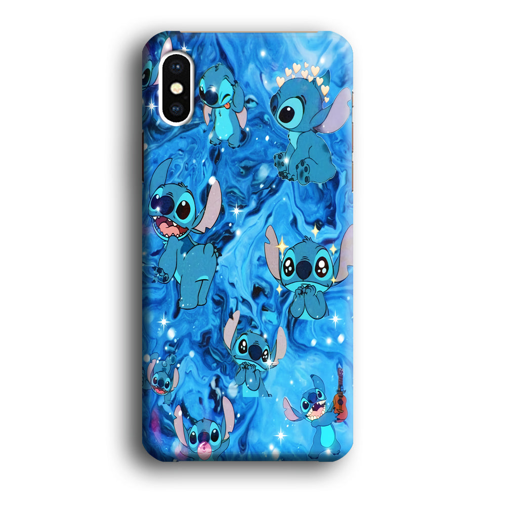 Stitch Aesthetic With Marble Blue iPhone XS Case