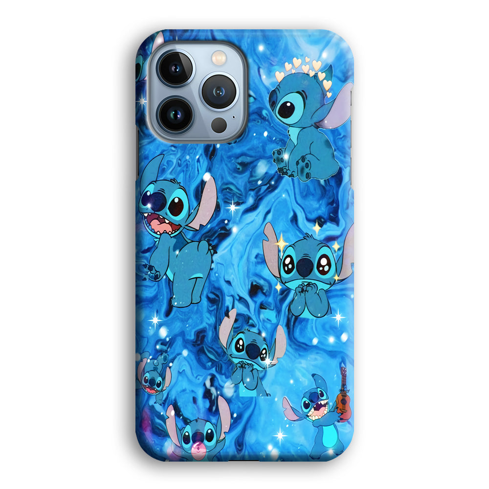 Stitch Aesthetic With Marble Blue iPhone 14 Pro Case