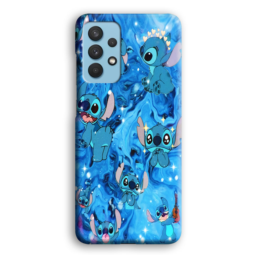Stitch Aesthetic With Marble Blue Samsung Galaxy A32 Case