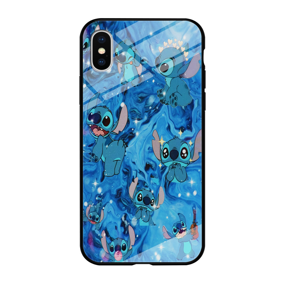 Stitch Aesthetic With Marble Blue iPhone XS Case