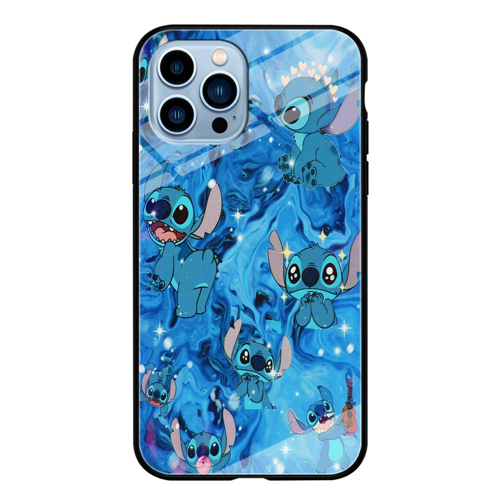 Stitch Aesthetic With Marble Blue iPhone 14 Pro Case