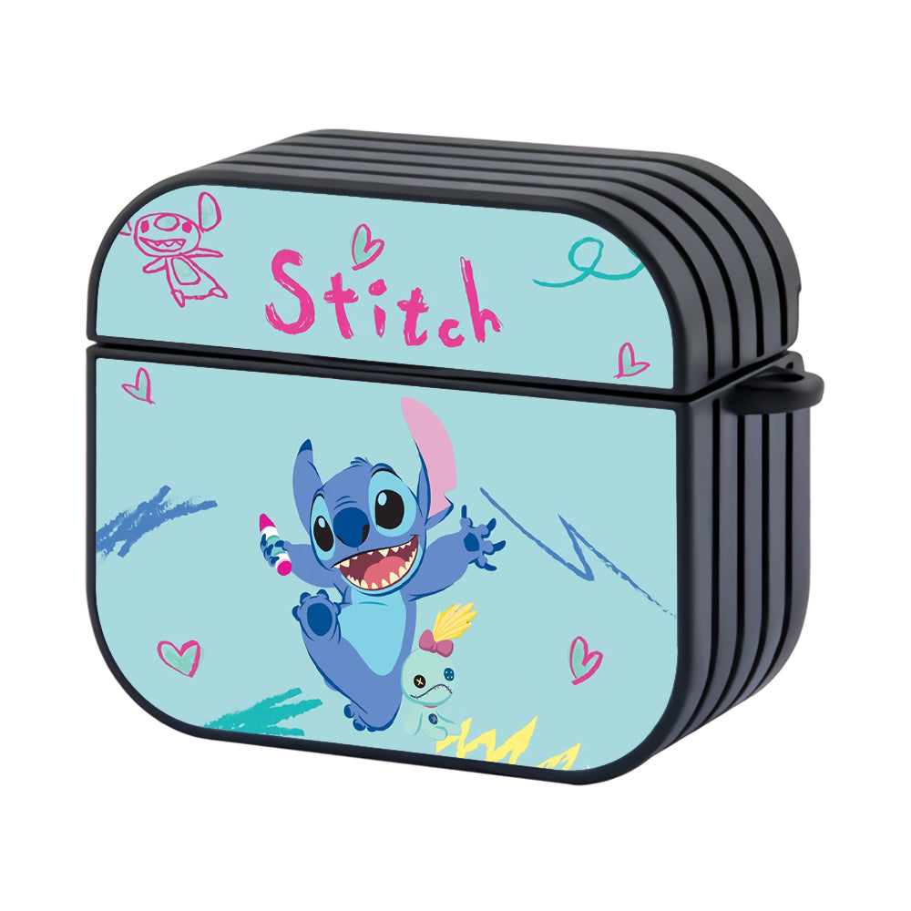 Stitch Draw Using Crayons Hard Plastic Case Cover For Apple Airpods 3 - Ezzystore