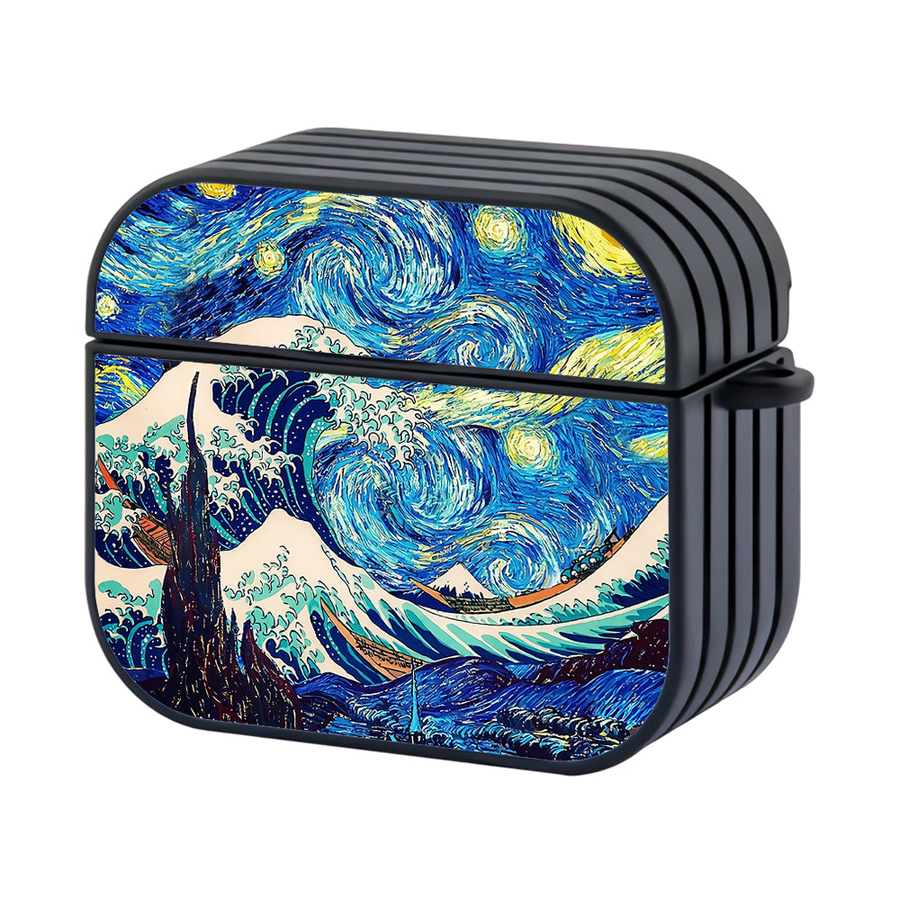 The Great Wave Starry Night Hard Plastic Case Cover For Apple Airpods 3