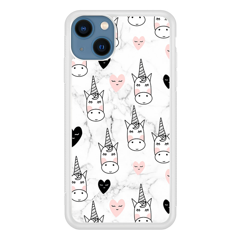 Unicorn Marble White iPhone 14 Case