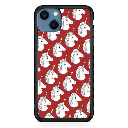 Unicorn Maroon Doodle iPhone 15 Case