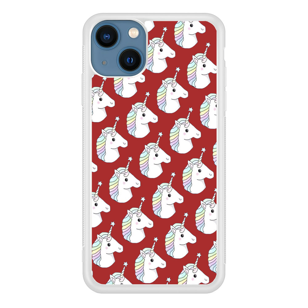 Unicorn Maroon Doodle iPhone 14 Case