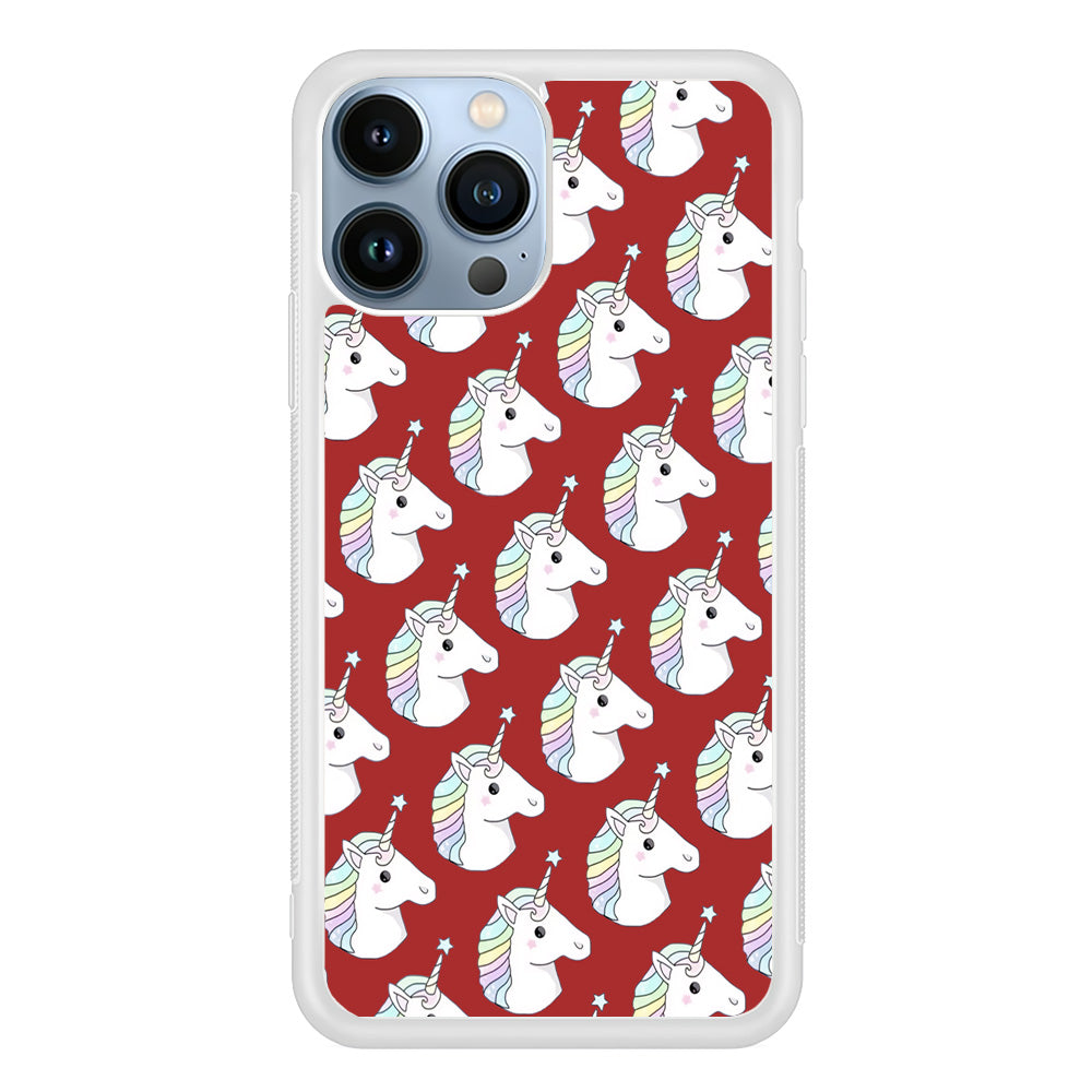 Unicorn Maroon Doodle iPhone 14 Pro Case