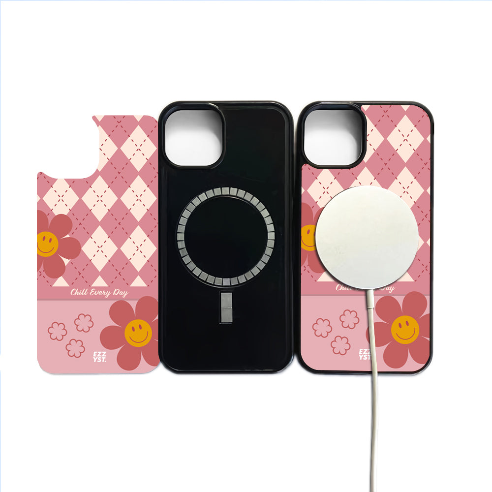 Vertical Square Patern Chill Every Day with Smiley Flower Magsafe iPhone Case