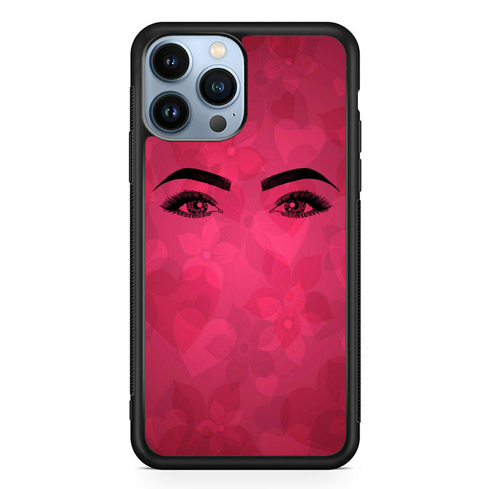 Woman Beauty Eye Brows Purple Flowers And Love iPhone 15 Pro Case