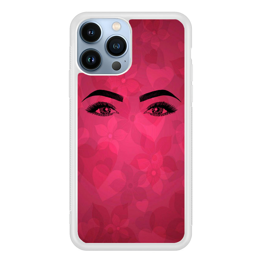 Woman Beauty Eye Brows Purple Flowers And Love iPhone 14 Pro Case