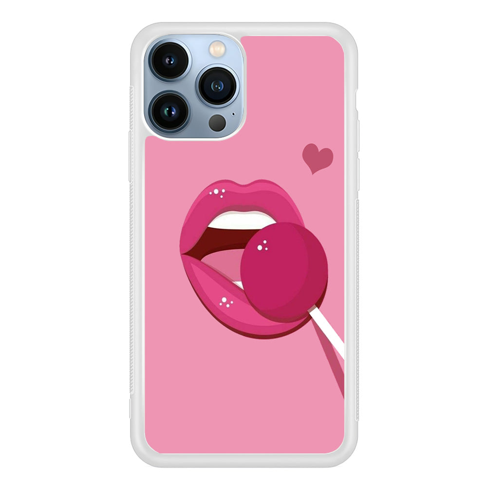 Woman Lip And Lolipop Pink iPhone 14 Pro Case