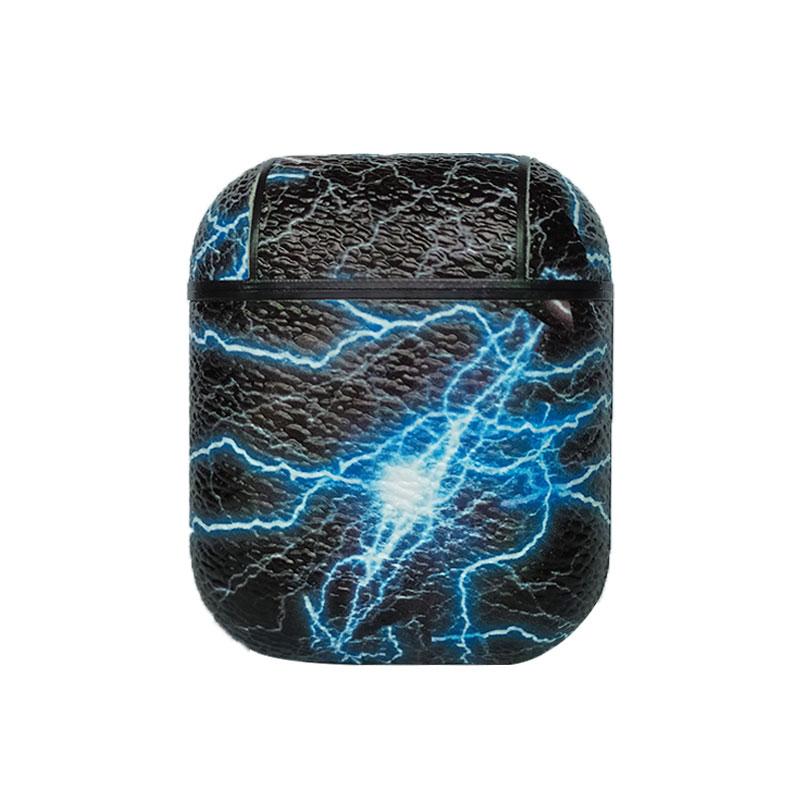 Marble And Light Line PU Leather Protective Case Cover For Apple Airpods