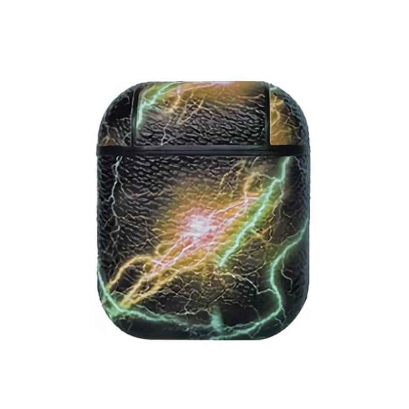 Marble And Light Line PU Leather Protective Case Cover For Apple Airpods