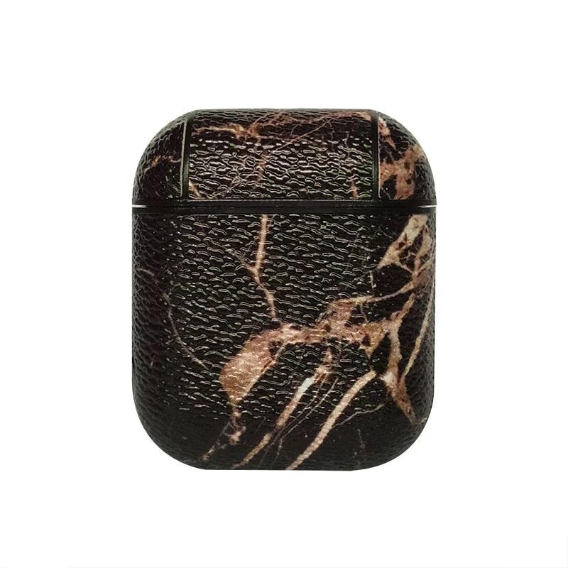 Marble And Light Line PU Leather Protective Case Cover For Apple Airpods