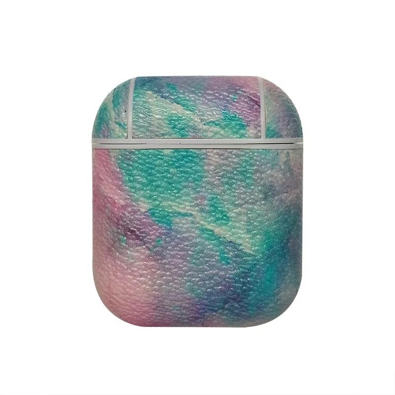 Marble And Light Line PU Leather Protective Case Cover For Apple Airpods