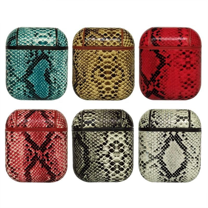 Skin Animal Snake PU Leather Protective Case Cover For Apple Airpods