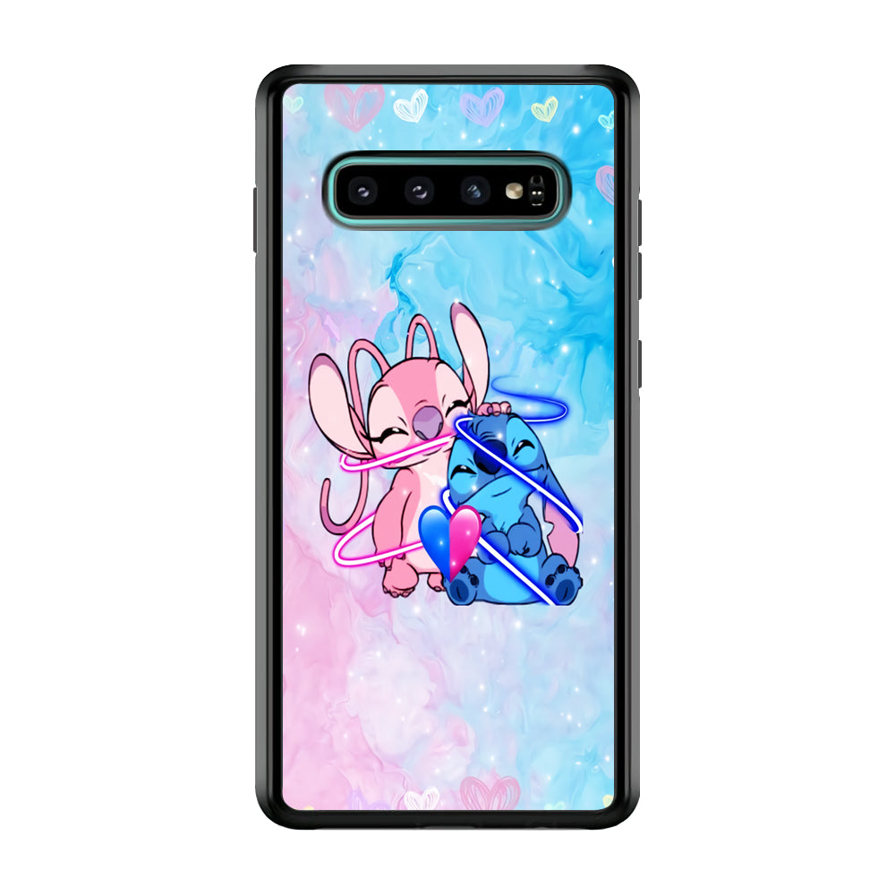 Angel and Stitch Aesthetic Marble Samsung Galaxy S10 Plus Case