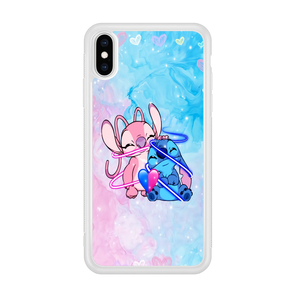Angel and Stitch Aesthetic Marble iPhone XS Case