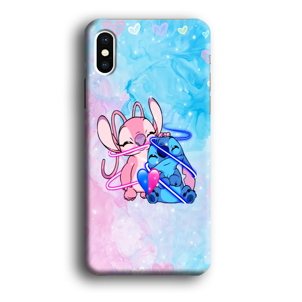 Angel and Stitch Aesthetic Marble iPhone XS Case