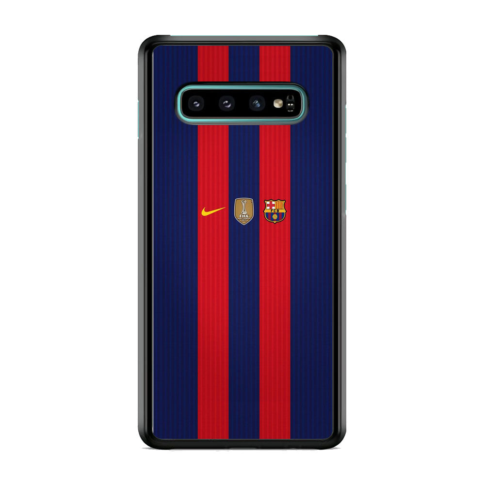 Barcelona Stripe Jersey Three Logo Samsung Galaxy S10 Plus Case