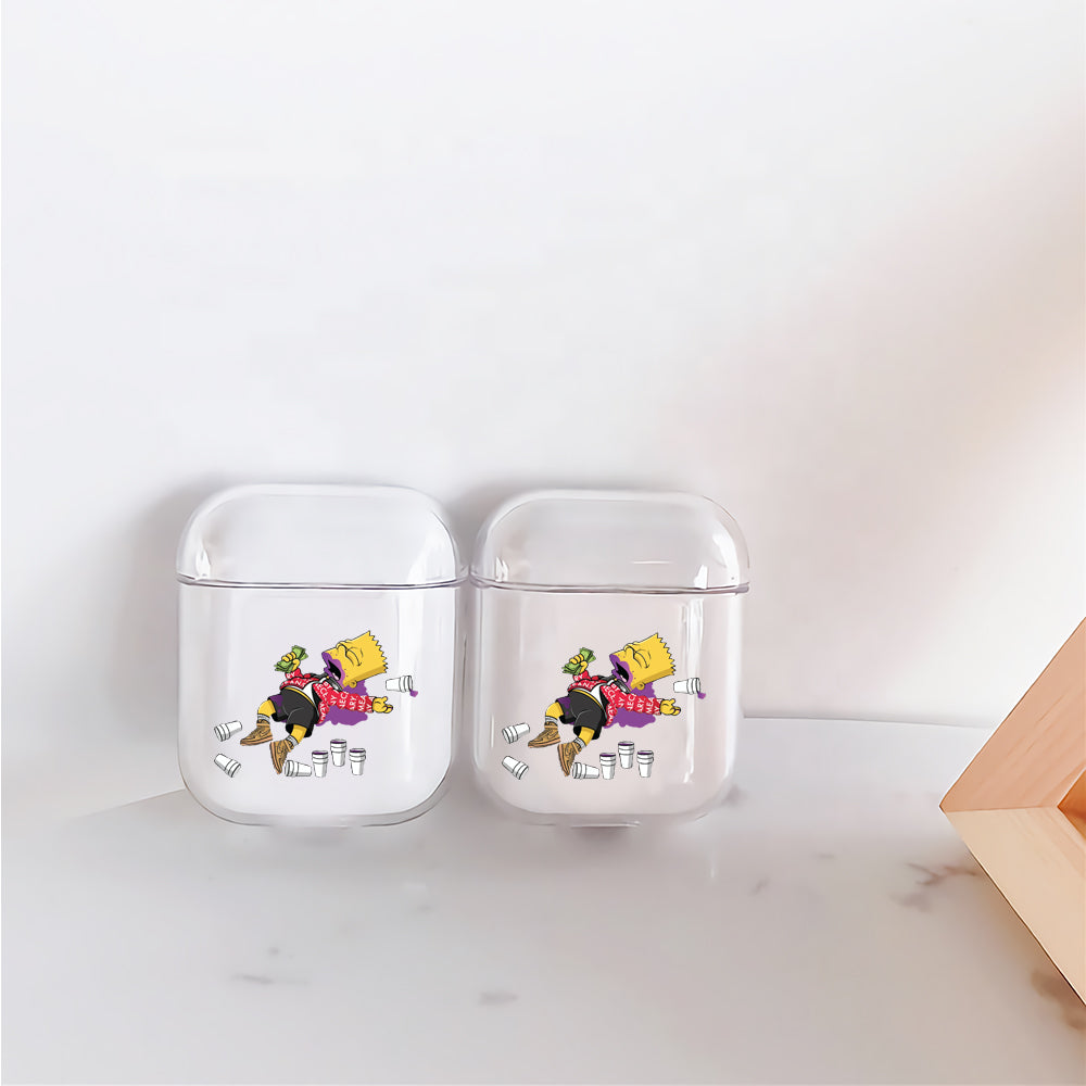 Bart Simpson Drunk Protective Clear Case Cover For Apple Airpods