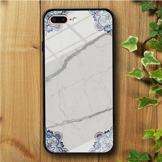 Ceramics Frame Flowers iPhone 7 Plus Tempered Glass Case