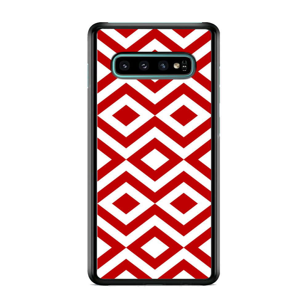 Chevron Diamond Square Maroon White Samsung Galaxy S10 Plus Case
