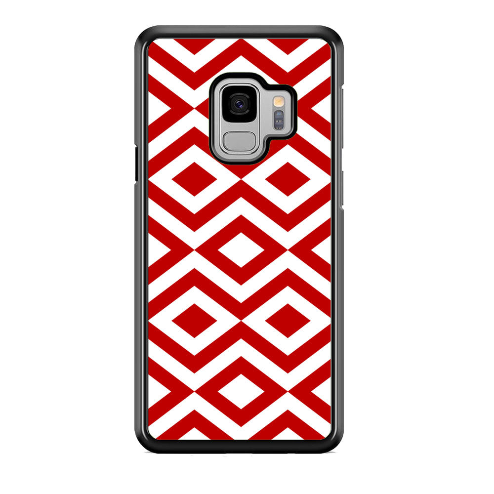 Chevron Diamond Square Maroon White Samsung Galaxy S9 Case