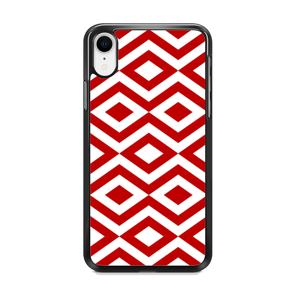 Chevron Diamond Square Maroon White iPhone XR Case