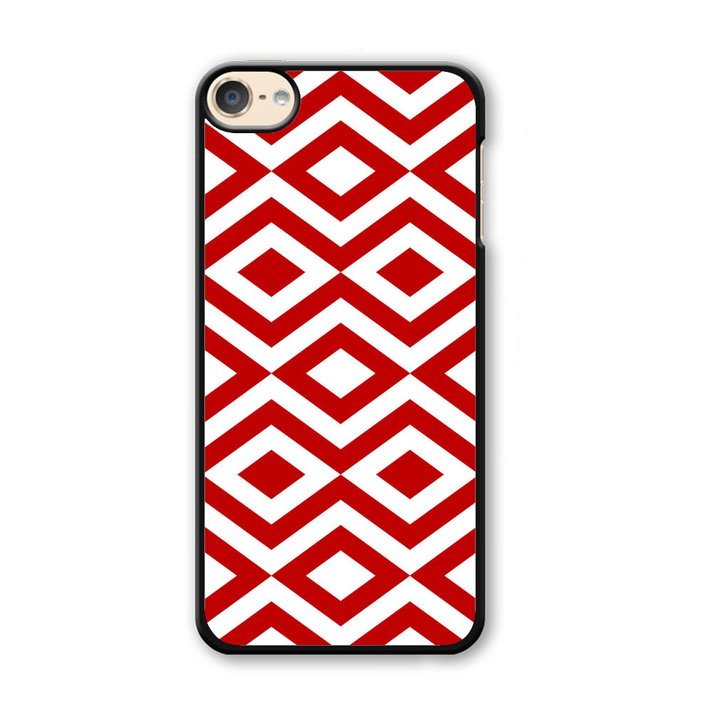 Chevron Diamond Square Maroon White iPod Touch 6 Case - Ezzystore