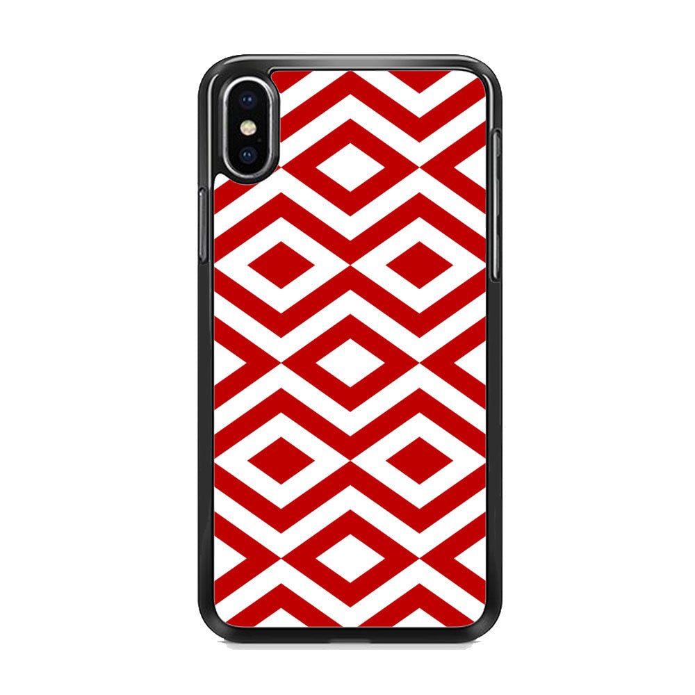 Chevron Diamond Square Maroon White iPhone Xs Case