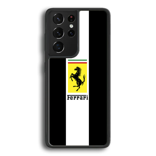 Ferrari Stripe White Samsung Galaxy S21 Ultra Case - Ezzystore