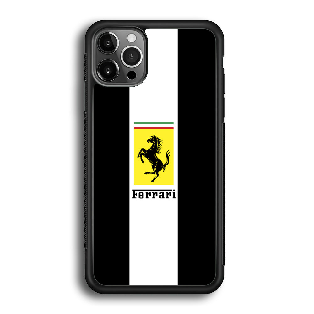 Ferrari Stripe White iPhone 12 Pro Max Case - Ezzystore