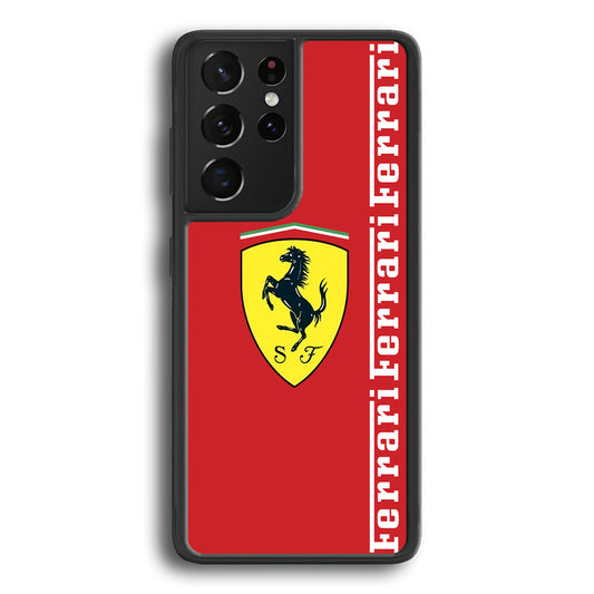 Ferrari Word Maroon Emlem Samsung Galaxy S21 Ultra Case - Ezzystore