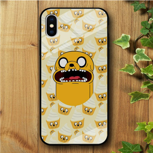 Finn And Jake Doodle Ice Cream iPhone Xs Max Tempered Glass Case