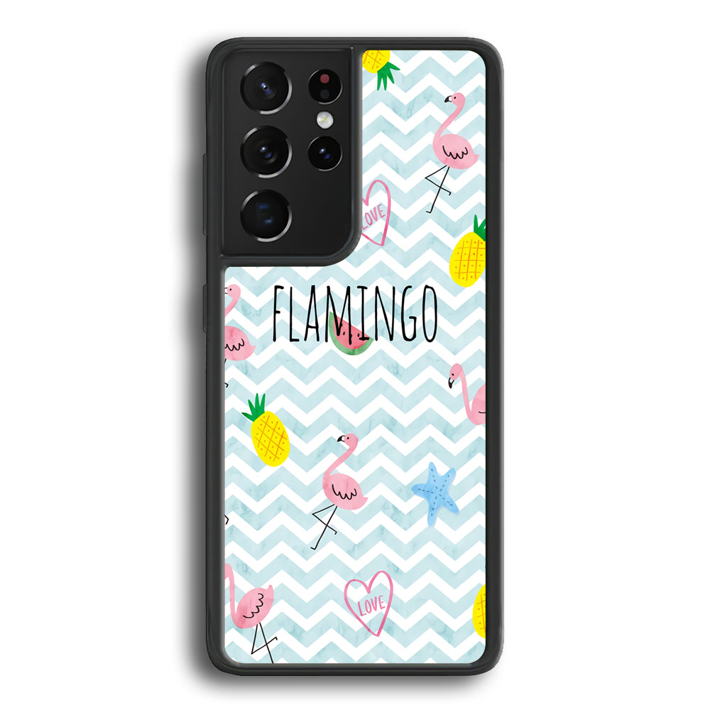 Flamingo Blue Chevron Samsung Galaxy S21 Ultra Case - Ezzystore