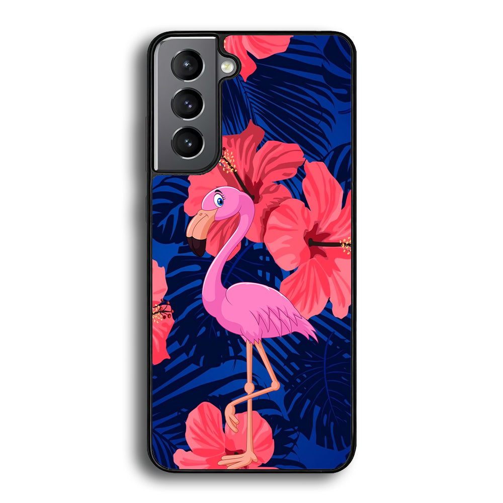Flamingo Hibiscus Flowers Samsung Galaxy S21 Plus Case