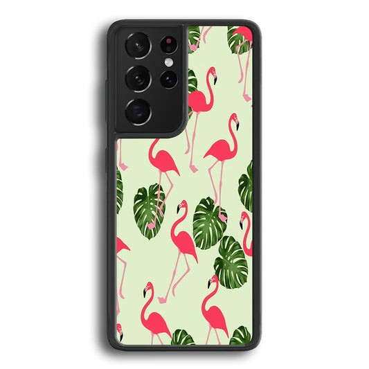 Flamingo Leaf Samsung Galaxy S21 Ultra Case - Ezzystore